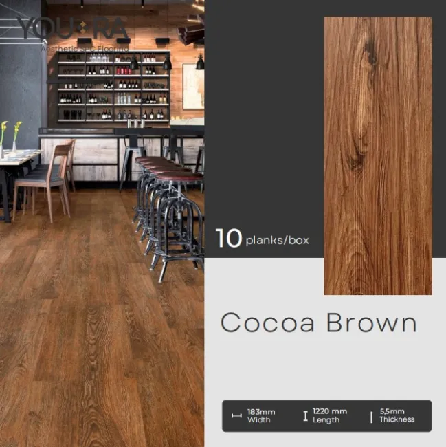 Lantai SPC 55mm YouRa Cocoa Brown