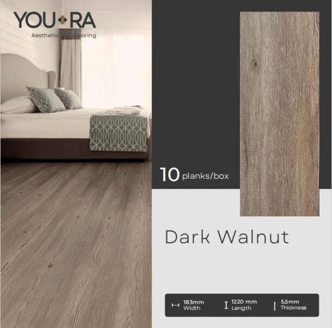 Lantai SPC 55mm YouRa Dark Walnut