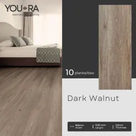 Lantai SPC 55mm YouRa Dark Walnut