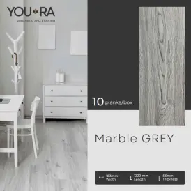 Lantai SPC 55mm YouRa Marble Grey