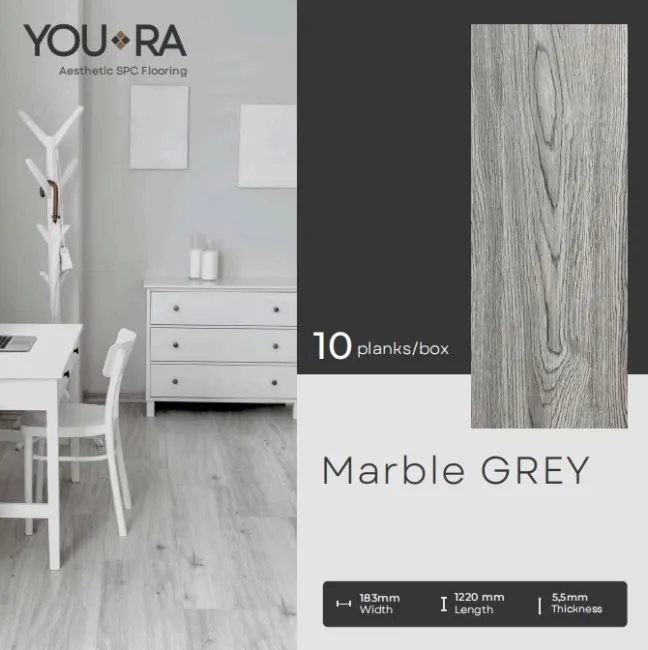 Lantai SPC 55mm YouRa Marble Grey