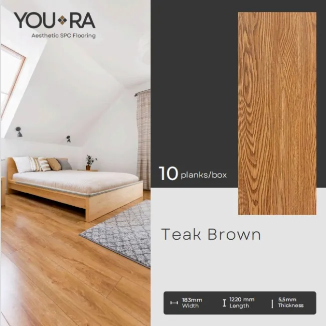 Lantai SPC 55mm YouRa Teak Brown